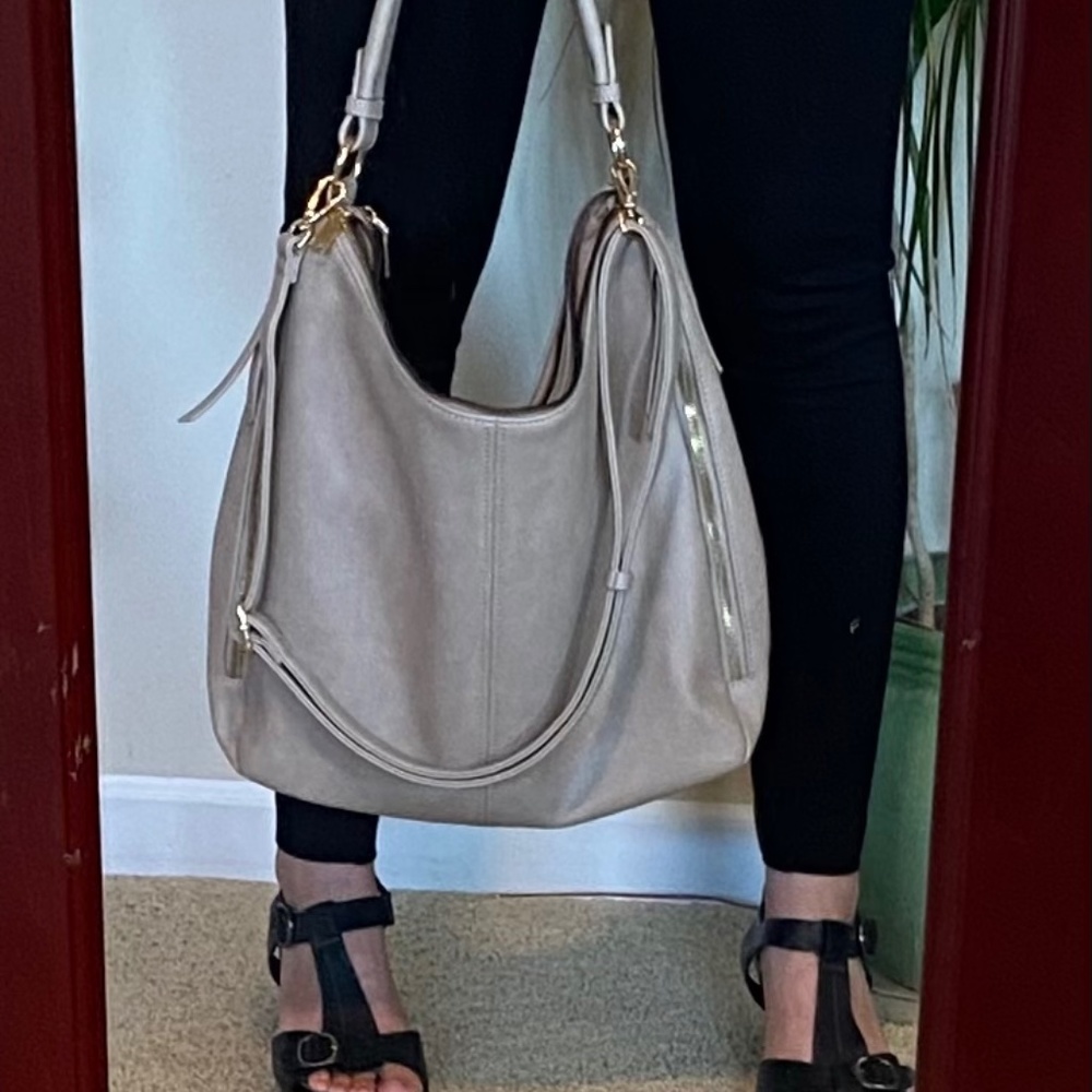 Melie Bianco Alexia Taupe Vegan Shoulder Bag (Sample Sale)